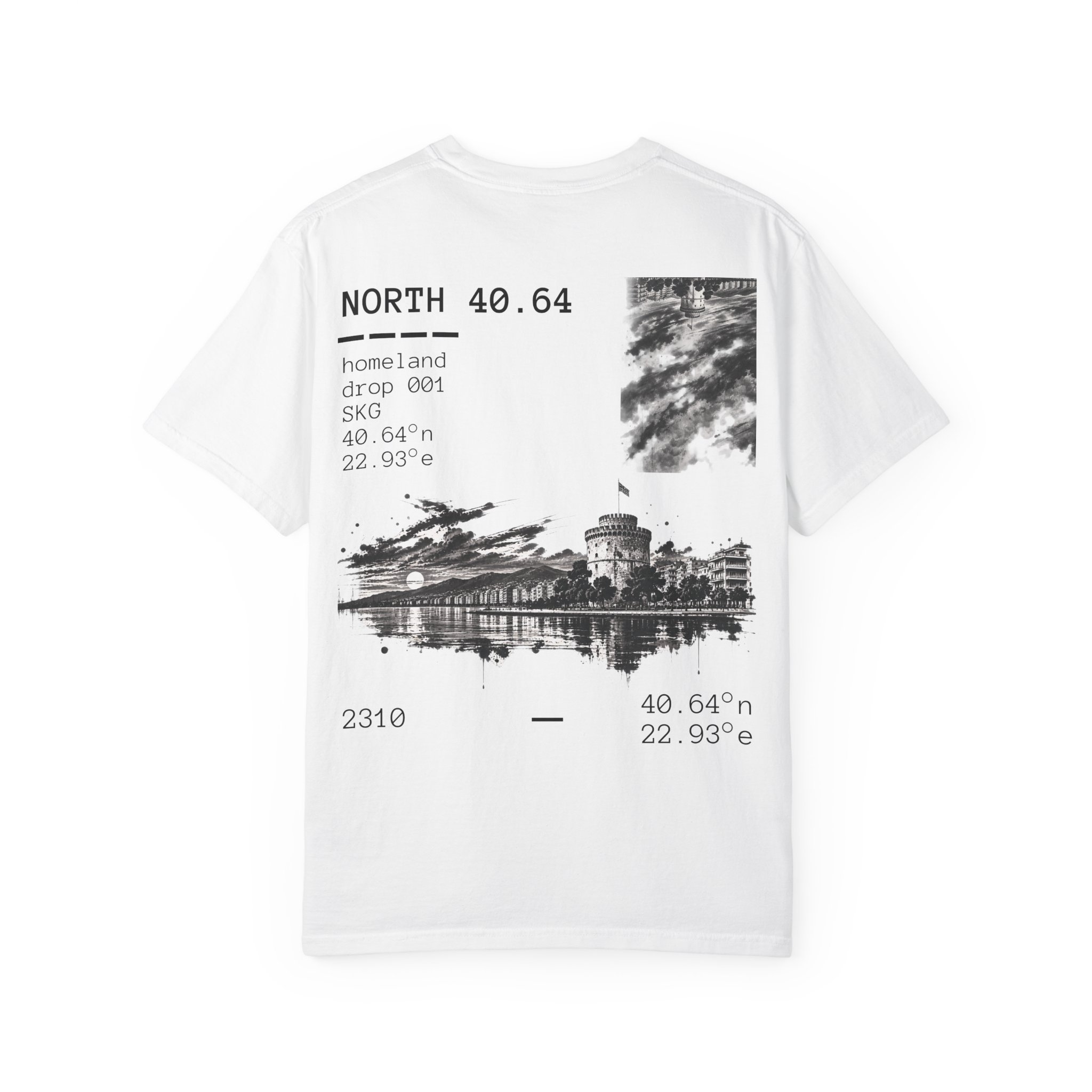 White T-shirt back flat lay